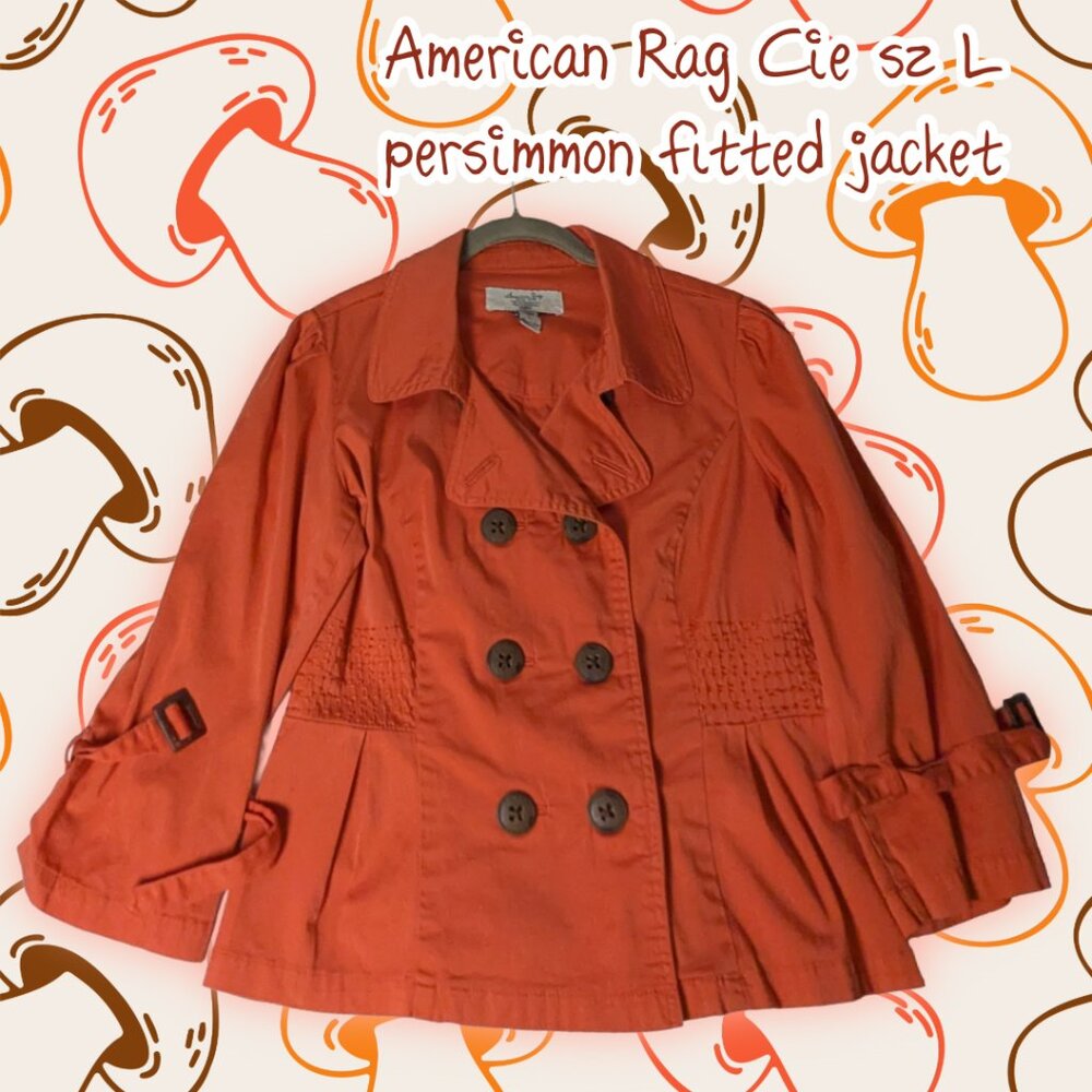 American Rag Size Large Persimmon Orange Peacoat Jacket, 3/4 Sleeve